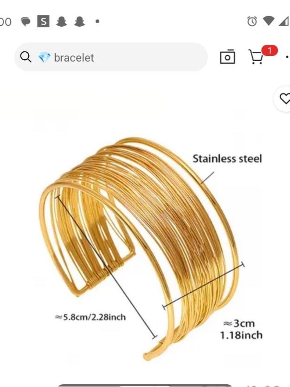 Gold Multi-Layer Stainless Steel Women's Cuff Bracelet